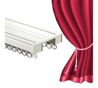 Aluminum Curtain Track Ceiling Mounted, Sliding Curtain Rail, Double Rails Curtain Conjoined Track For Living Room Sliding Door Window(White,250cm/98.4in)
