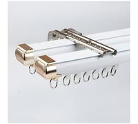 Aluminum Curtain Track Double Curtain Rod Curtain Rail System Ceiling/Wall Mounted For Living Room Bedroom Shower Stall(White-wall,3.0m/9.8ft)