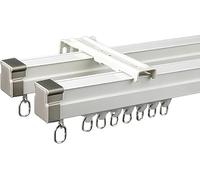 Aluminum Curtain Track Flexible Bendable Rod System for Bay Windows, Double Rail Curved, Ceiling or Wall Mount, 200cm Length
