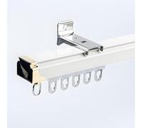 Aluminum Curtain Track For Ceiling/Wall Mounted, Heavy-Duty Silent Curtains Rails 0.7-6.0m/2.3-19.6ft Curtains Rods Pole For Privacy In Open Rooms Room Divider(White B,210cm/6.9ft(2 * 105cm))