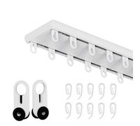 Aluminum Curtain Track Set Ceiling Mount with Quiet Rollers & Hooks for Sliding Curtains Drapes & Sheers (White 130cm 51.6in) Easy Installation &
