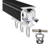 Aluminum Curtain Track Set - Complete 1-Track System with Mounting Hardware Ceiling Curtain Rail for Drapes Ideal for French Interiors Smooth Gliding Design