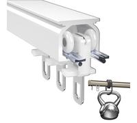 Aluminum Curtain Track Set Complete 1-Way System with Mounting Hardware Ceiling Curtain Rail for Drapes White 2.6m (8.5ft) - Easy InstallDesign