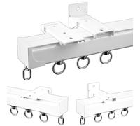 Aluminum Curtain Track Set for Ceiling Wall 400cm Track System Ideal for Living Room Bedroom Kitchen & Shower White Finish Easy Installation