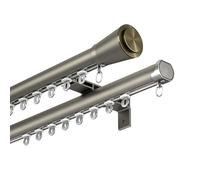 Aluminum Curtain Track - Silent Double Rail for Roman Shades, Wall-Mounted, 8.2ft (2x125cm) - Ideal for Living Room, Bedroom, Shower, RV - Champagne Finish