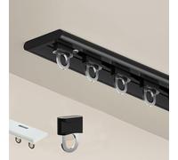 Aluminum curtain track single channel ceiling mount with silent rollers smooth running for bedroom curtains black 2.6 m (8.5 ft) - Ideal for modern interiors