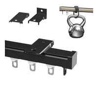 Aluminum Curtain Track System 0.5-6m Ceiling or Wall Mount for Pergola & Outdoor Bath Curtains Black 170cm (5.6ft) - Durable Adjustable Easy Installation