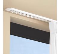 Aluminum Curtain Track System 1 Way Ceiling Mount Black Shower Curtain Rod for Room Divider 5.6m/18.4ft Ideal for Shower Windows and Space Partitioning