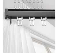 Aluminum Curtain Track System 2mm Thick Ceiling/Wall Rails Individual Rods 50cm to 600cm Quiet Sliding Curtain Rails with Hooks & Pulleys for Smooth Operation.
