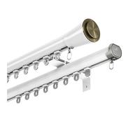 Aluminum Curtain Track - Wall Mounted Double Track with Silent Roller for Roman Shades, Ideal for Living Room, Bedroom, Shower, RV - 135cm (53.1in), White