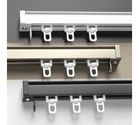 Aluminum Curtain Tracks 1m 6m with Smooth Rolling Track Rollers & Hooks Noise Free Curtain Systems for Ceiling & Wall Mounting Ideal for Home & Office Use