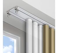 Aluminum Curtain Tracks for Ceiling, Double Line System, 4m (13.1ft) - Ideal for Living Room, Bedroom, Hospital, Binari per Tende a Caduta.