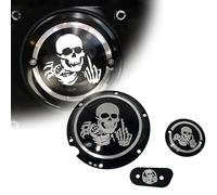 Aluminum Derby Cover Engine Timing Timer Cover Chain Inspection Cover for Harley Davidson Sportster Iron XL883 1200 Forty Eight Seventy Two 48 72 Nightster Roadster 2004-2019 3PCS (Black)