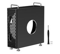 Aluminum Desktop Stand for Mac Mini M4, Chassis Stand Stylish Look Enhanced Heat Dissipation Impact Proof Hollow, for Desk Organization and Heat Dissipation (Black)