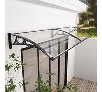 Aluminum Door Canopy 2.5mm Thick Polycarbonate Awning Impact Resistant 150kg Sun & Rain Protection Stylish Entryway Cover (80x400cm / 32"x157")