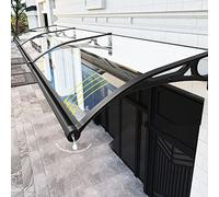 Aluminum Door Canopy 80x100cm - Transparent Polycarbonate Awning UV Rain Snow Protection Stylish Curved Design for Home Entrance Available in 60 or 80cm Width