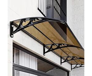 Aluminum Door Canopy Awning Polycarbonate Sunshade for Front Door Garage Balcony & Window Weatherproof 60x420cm (24x165) Stylish &Design