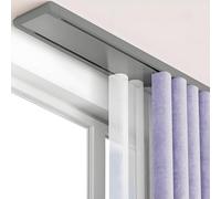 Aluminum Double ain Trac for Indoor/Outdoor Use, Customizable Ceiling-Mounted Sliding Rods for Living Room, Bathroom, Bedroom, Room Divider (Gray, 5.4m/17.7ft)