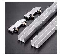 Aluminum Double Bypass Sliding Door Track Kit for 3-5mm s Panels, Wardrobe & Cabinet Rail Set 1set(90cm/35.4in)