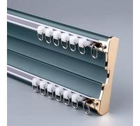 Aluminum Double Curtain Rod for Ceiling Mount Siamese Rails for Office Living Room Bathroom Nano Silence Technology Gray 2M Long Blue Modern Home Decor