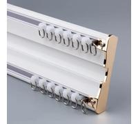 Aluminum Double Curtain Rod for Ceiling Mount Siamese Rails for Office Living Room Bathroom Nano Silence Technology Gray 2M Long White 4.5M Total Length
