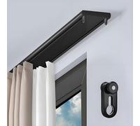 Aluminum Double Curtain Track Ceiling Mounted Curtain Rails Silent Slider Track System for Bedroom Kitchen Room Divider(Black,260cm(8.5ft))