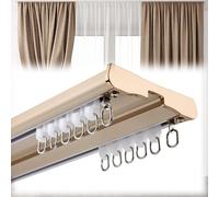 Aluminum Double Curtain Track with Silent Rollers 3.5m Ceiling Mount Drapery Rod for Room Divider Ideal for Bedroom & Living RoomElegant Gold Finish