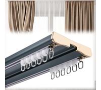 Aluminum Double Curtain Track with Silent Rollers 4.7m Ceiling Rail for Bedroom & Living Room Versatile Space Divider Available in Various Lengths (Blue)