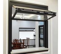 Aluminum Double Folding Guillotine Window, Service Window with 5mm Tempered s, 24x23in (61x58cm), Free-Lift and Suspeon Design for Easy Access