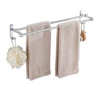 Aluminum Double Pole Towel Rack - 60Cm Bathroom Towel Holder & Rail Space-Saving Hanging Shelf for Towels and Stylish Towel Bar Perfect for Bathroom nization