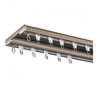 Aluminum double row curtains, curtain ceiling rails, perforated, track silent curtains, room divider curtain tracks, ceiling curtain tracks， for curtains, valances, room dividers(Champagne,2.6m)