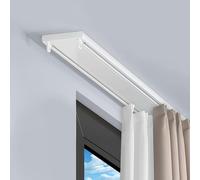 Aluminum double row curtains, perforated track silent curtains, curtain tracks, aluminum curtain tracks, sliding curtain tracks, heavy duty curtain tracks ,for living room bedroom room dividers(White,