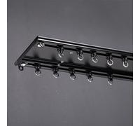 Aluminum Double-Track Curtain Rail System Ultra-Thin Room Divider Curtain Rod for Sliding Curtains Ideal for Living Room & Hospital Black 280 cm Length