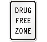 Aluminum Drug Free Zone Sign - 8 x 12 Inch