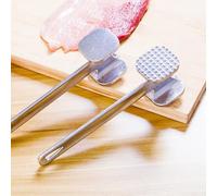 Aluminum Dual Sided Meat Hammer Featuring Textured and Flat Surfaces for Steak and Beef Preparation, Ergonomic Handle for Comfortable and Effective Use in Kitchen (L)