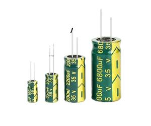 Aluminum Electrolytic Capacitor 35V 47UF 100UF 220UF 330UF 470UF 3300UF High Frequency Low Capacitors DIY 2000Hour AUOQKQUT(35V100UF-2-00PCS)