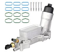 Aluminum Engine Oil Cooler w/Oil Filter Housing Adapter Sensor Gaskets Compatible With 2017 2018 Dodge Charger Journey Challenger,Chrysler 200 300,Wrangler,Ram Promaster 3.6L V6#68310865AB