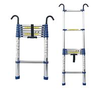 Aluminum Extension Ladder for 8m/ 7m/ 6m/ 5m/ 4m/ / 2m Roof, Telescoping Ladder with Detachable Hook & Extra Wide Step, Load 150kg Every Family