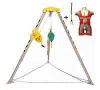 Aluminum Fall Protection Kit with 12m Telescopic Tripod, Rescue System for Confined Spaces, Wells, Sewers, and Chimneys - Commercial Fire Safety Solution