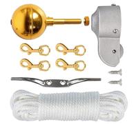 Aluminum flagpole hardware set includes 3" golden ballnut and 2" nylon pulley for your garden flagpole, heavy duty flagpole hardware hardware set