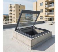 Aluminum Flat Roof Skylight Window Opening Roof Window for Conserva/Shed/Barn Access Hatch (75x75cm/29.5x29.5in) Weatherproof Easy Inllat