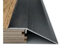 Aluminum Floor Transition Strip,Fluted Saddle Threshold,Floor Divider Strip,Overlap Edge Reducer,Cuttable Threshold Ramp for Carpet/Wood/Tile,Threshold Reducer(Color:Black)