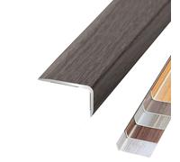 Aluminum Floor Transition Strip - Heavy Duty L-Shaped Stair Nosing Edge Trim, Non-Slip Step Edge Protector, Corner Guard Moldings for Tile, Wood, Laminate Floors(Grey Oak,L900xW28xH12mm)