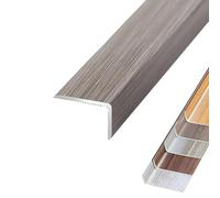 Aluminum Floor Transition Strip - Heavy Duty L-Shaped Stair Nosing Edge Trim, Non-Slip Step Edge Protector, Corner Guard Moldings for Tile, Wood, Laminate Floors(Striped Grey,L900xW35xH20mm)