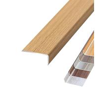 Aluminum Floor Transition Strip - Heavy Duty L-Shaped Stair Nosing Edge Trim, Non-Slip Step Edge Protector, Corner Guard Moldings for Tile, Wood, Laminate Floors(Light Wood,L900xW28xH12mm)