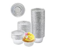 Aluminum Foil Baking Cups, Disposable Ramekin 4 Oz Silver Foil Cupcake liners, 150 Pcs Aluminum Baking Cups Egg Tart Liners for Baking, Cupcake, Pudding, Muffin, Creme Brulee