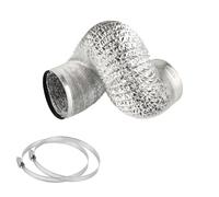 Aluminum Foil Ducting Hose, Flexible Ventilation Duct Non-Insulated with 2 Stainless Hose Clamps for Extractor Fan,Dryer,Cooker Hood,Kitchen,Bathroom(2m,160mm)
