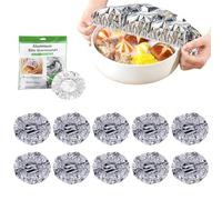 Aluminum Foil Heat Retaining Covers 10 Pieces Elastic Reusable Lid | Freshness Preserving Bowl Covers for Kitchen Restaurant Baking Plate Bowl Dish Pot