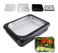 Aluminum Foil Pan Holder with Lid - Insulated Stackable Portable Foil Storage and Carrying Foil Pans, Foil Tray Carrier with Lid for Hot Or Cold Food