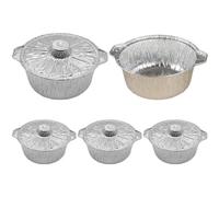 Aluminum Foil Pans with Lid Round Foil Pans Tinfoil Camping Pot Disposable Pie Plate Takeout Tray for Cooking Baking
